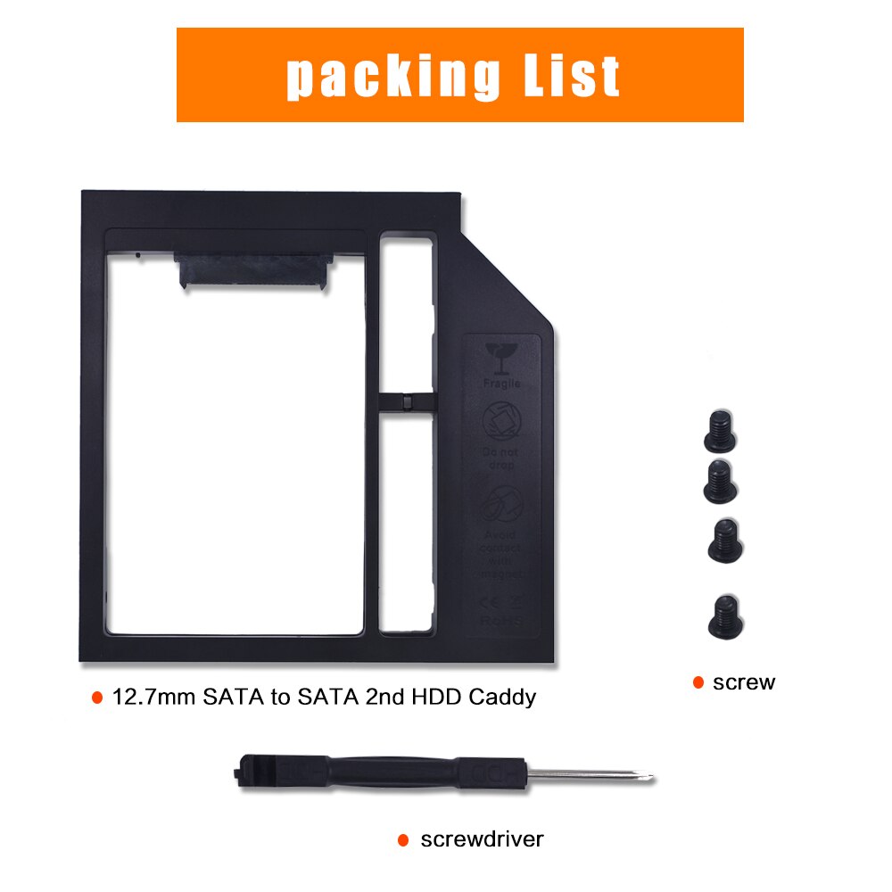 Tishric plastic universele 2nd hdd caddy 12.7mm sata 3.0 optibay voor 2.5 '' 2tb harde schijven ssd behuizing behuizing voor notebook cd-rom