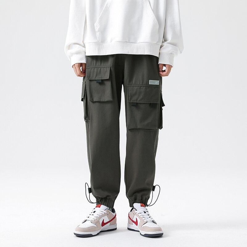 Trend Ladung Hosen Männlichen Multi-Tasche Schwarz Armee Hosen Japan Stil verlieren Jahrgang Jogger keuchen männer: 4XL-Gewicht-90-95kg / grau Grün