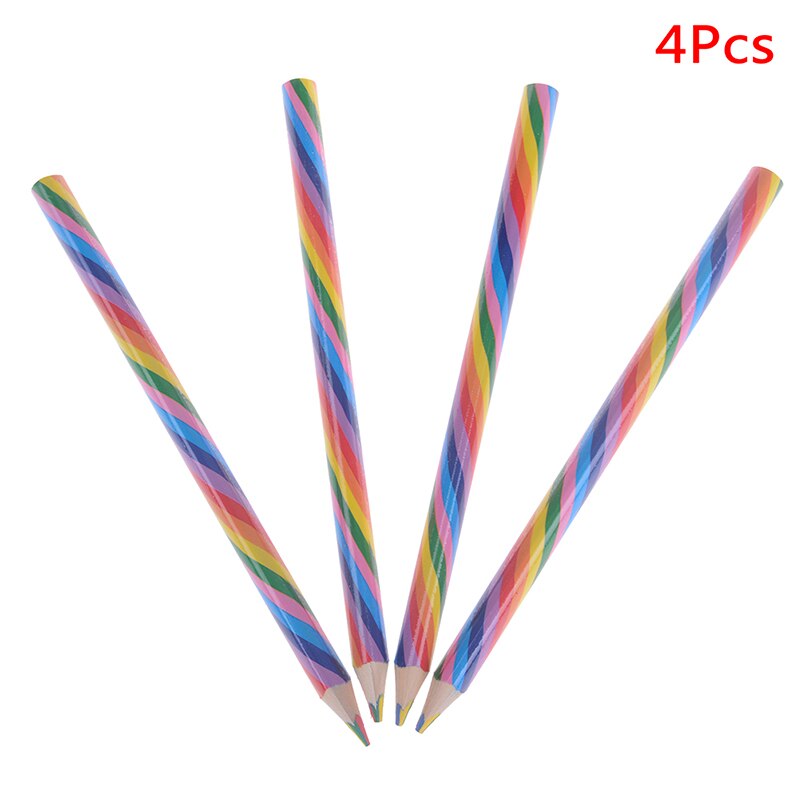 4pcs/lot Rainbow Pencil Wood Environmental Protection Pencil Bright color Appearance Pencil School Office Writing Pencil
