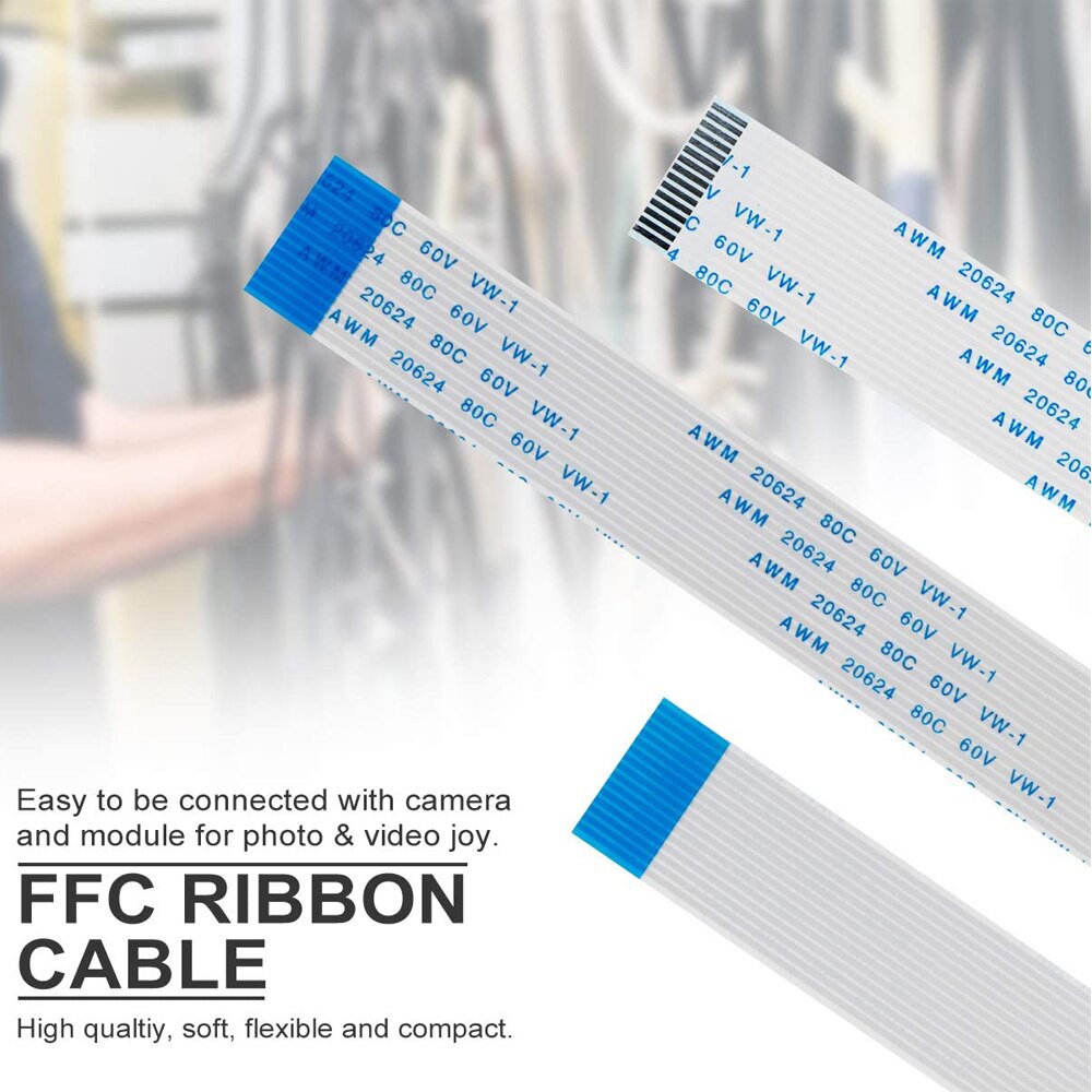 Raspberry Pi Camera Cable 15Pin FFC Cable 15cm/30cm/50cm/100cm/200cm Ribbon Flex Extension Cable for Raspberry Pi 4B 3B+ 3B 2B+