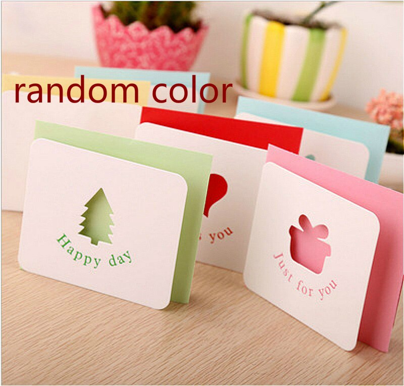 Hollow out Greeting card Wedding invitations Cute Postcard Christmas Birthday Party Invite Cards Table Decoration: White / 5PC random color