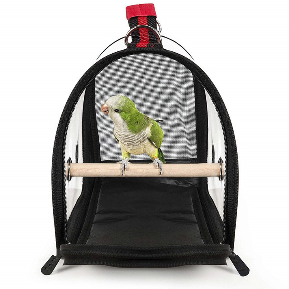 Portable Bird Carrier With Perch,Lightweight Large PVC Outside Small Bird Parrot Travel Bag/Backpack,Breathable Bird Travel Cage