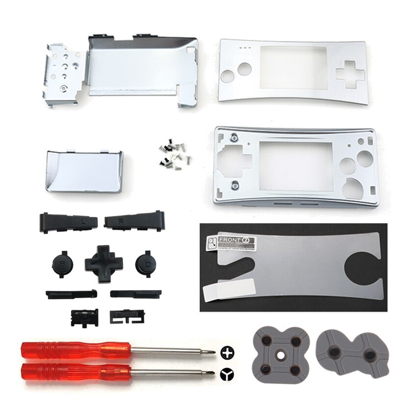 Jcd Metalen Behuizing Shell Case Voor Gameboy Micro Gbm Console Front Back Cover W/ L R Een B D-Pad Volledige Set Knop Schroef Tool: F