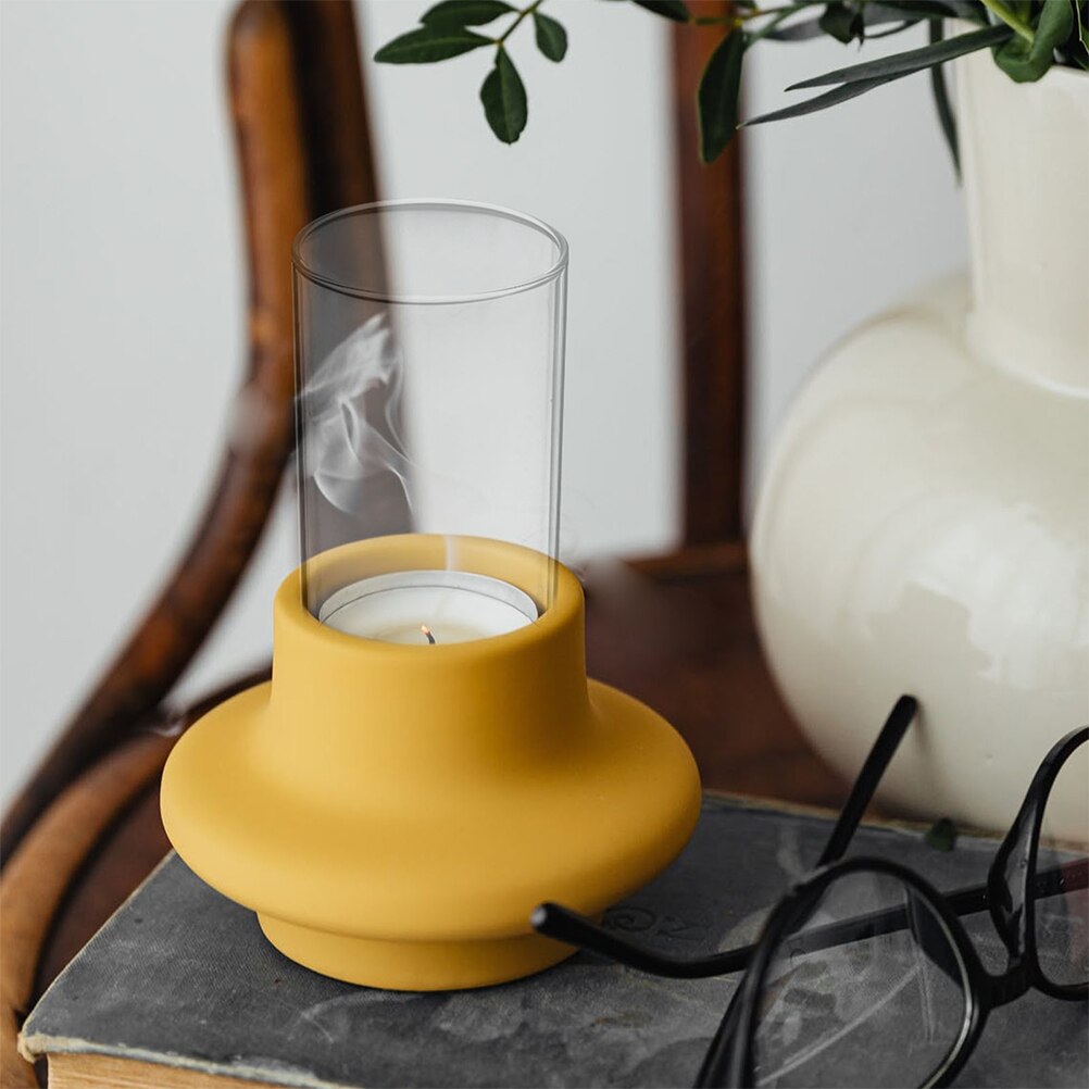 Accesorios para velas de 2 piezas, cúpula de vela de vidrio transparente, cubiertas de vela de mesa, zuecos de vidrio para Decoración