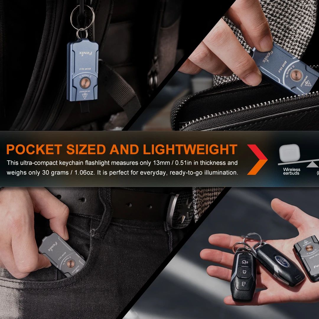 Fenix  e03r v2.0 taschenlampe, schlüsselanhänger-taschenlampe, wiederaufladbar,  (500 lumen)