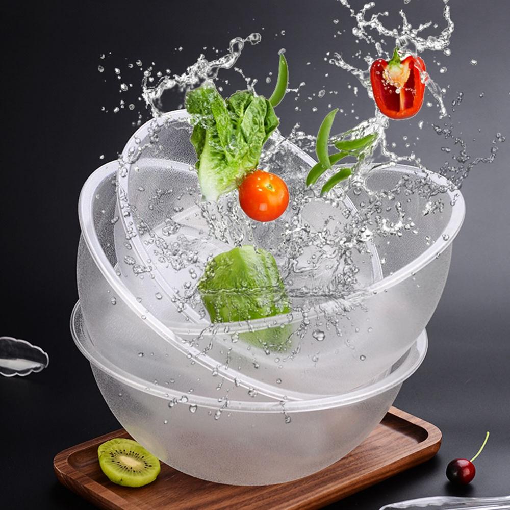 Large Round Clear Acrylic Serving Bowls Salad Fruit Buffet Rice Serving Bowl Kitchen Storage Dishes Tableware