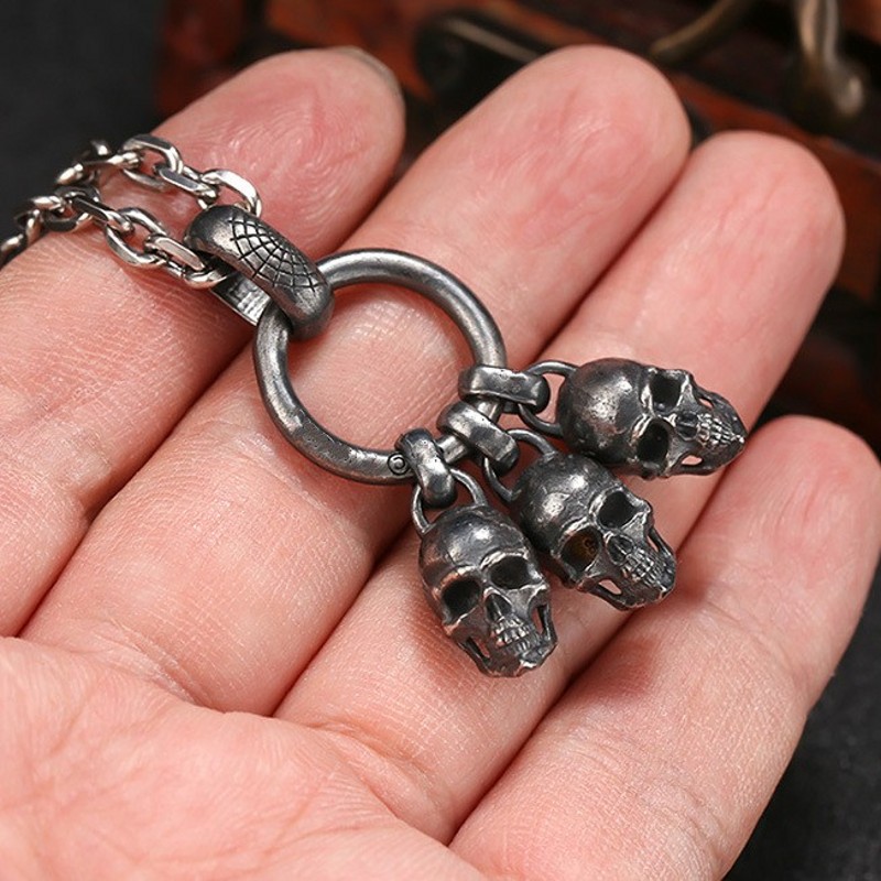 Bocai Echte Pure S925 Zilveren Hanger Voor Mannen Black Skull Rock Punk Persoonlijkheid Vintage Trend Man Hanger