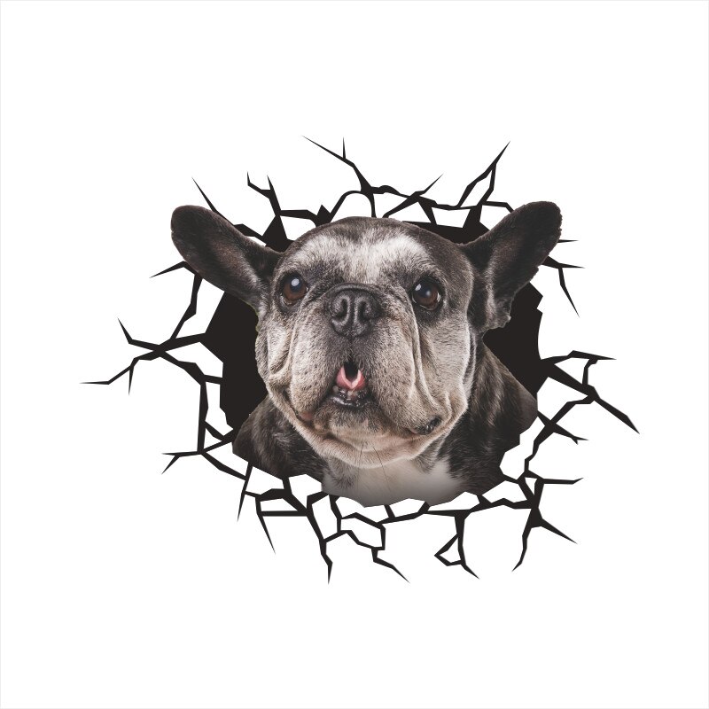 Grappige Honden Wc Stickers Voor Washroom Home Decoratie Diy Vivid 3d Gebroken Gat Patroon Puppy Muurschilderingen Creatieve Pvc Muur decal: GTP041AE