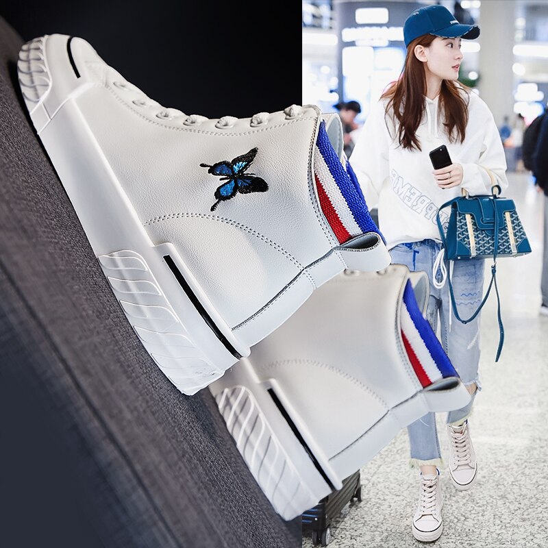 Autumn and Winter High-top All-match Board Shoes White Shoes Simple and Fashionable Trendy Shoes for Women Sneakers