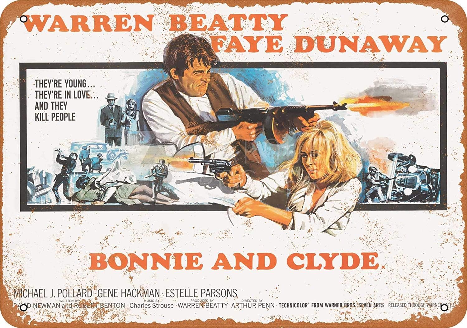 Metalen Tin Borden 1967 Bonnie en Clyde Film Retro Metalen Tin Bord - Art Poster Plaque Wall Art Decor Tin Bord-: L