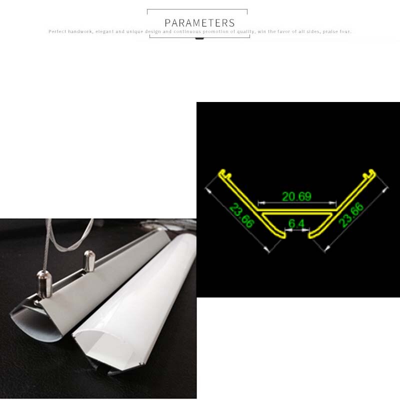 23x23mm Led Linear Hanging Strip Aluminum Profile Extruded Aluminium Channel With Hanging Rope V-Shape Aluminum Channel System