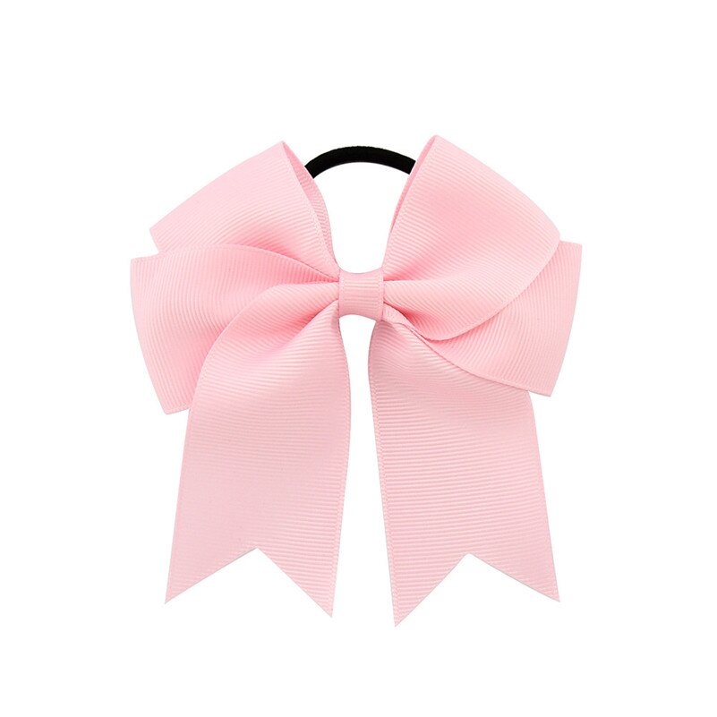 4.5 Inch Girls Cute Solid Cheerleading Bow Women Elastic Hair Bands Ribbon Rope Ponytail Holder Hair Ties Kids Hair Accessories: 11 Pink