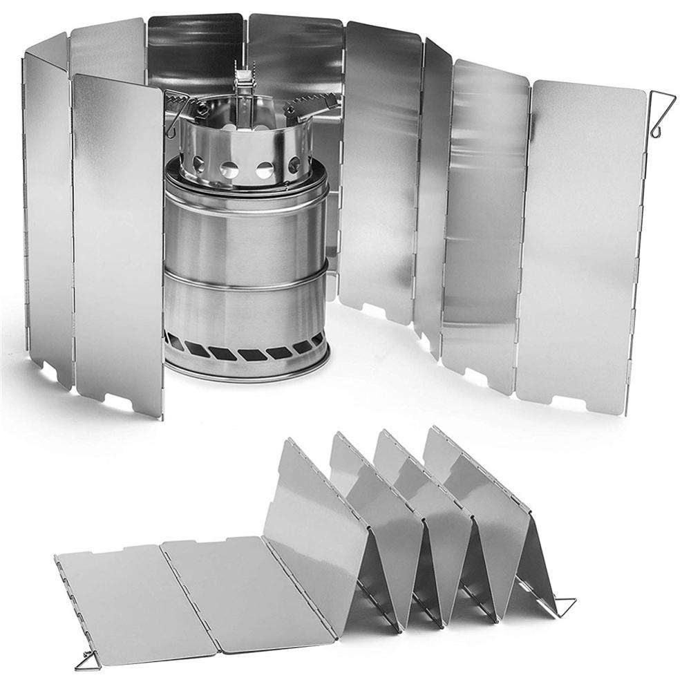Fold Camping Cooker BBQ Gas Stove Wind Shield Screen Aluminium Alloy Windproof Foldable Outdoor Windshield Screen Protector