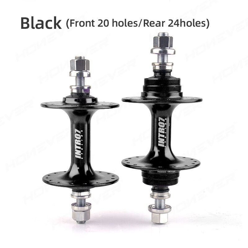 INTRO7 Bicycle Fixed Gear Hubs Front Rear 20H 24H 32 Holes Lightweight Sealed Bearing Fixie Bike Track Hub Bicycle Parts: Black 20 24