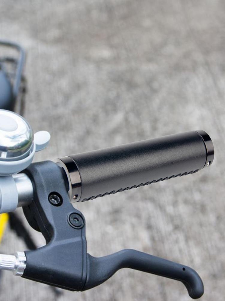 2x Fietsstuur Slot Op Grips Retro Soft Pu Lederen Fietsstuur Cover Handvatten Voor Mountain Folding City Bike