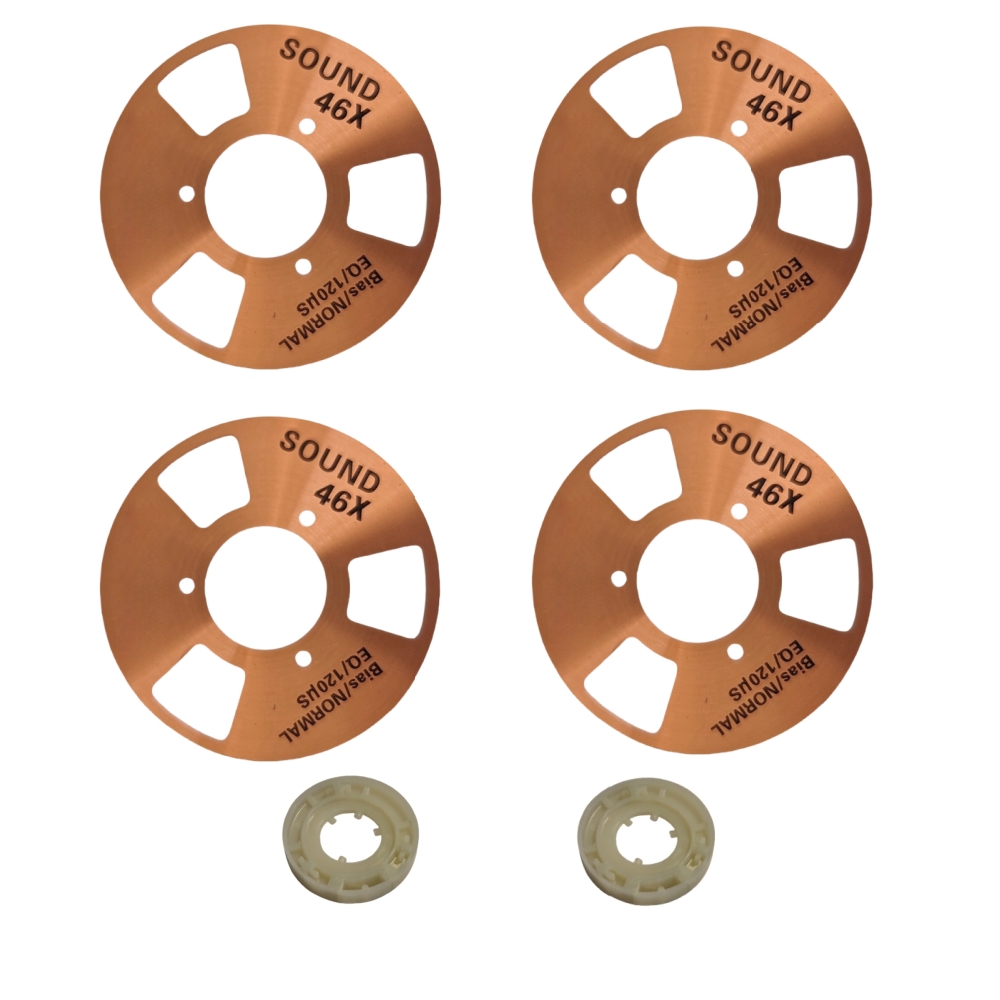 DIY zelfgemaakte muziek maken Open Reel Cassette Tape Kit Audio-opnamecassette voor TEAC (pak van 4 rollen + 2 wielen): Donkergrijs