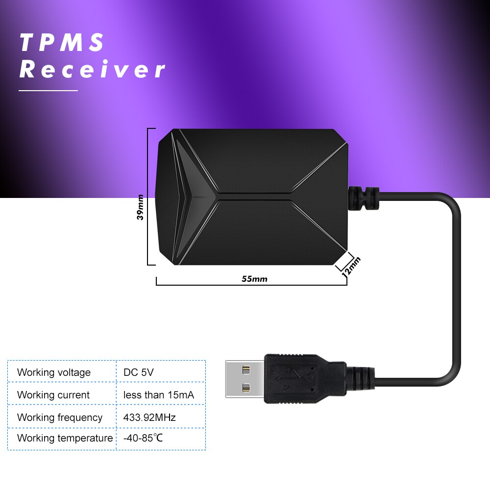 USB Android TPMS Tire Pressure Monitoring System Display Alarm System Internal Sensors Android Navigation Car Radio 4 Sensors