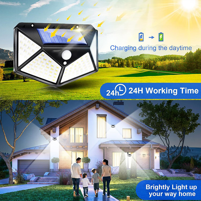 1/2/4PCS Solar Lichter Im Freien Wasserdichte Wand Lampe PIR Motion Sensor 100LED Solar Powered Straße Licht für Garten Hof