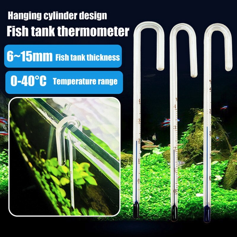Aquarium U Shape Hanging Glass Thermometer Temperature Monitor Fish Tank 6/8/10/12/15mm