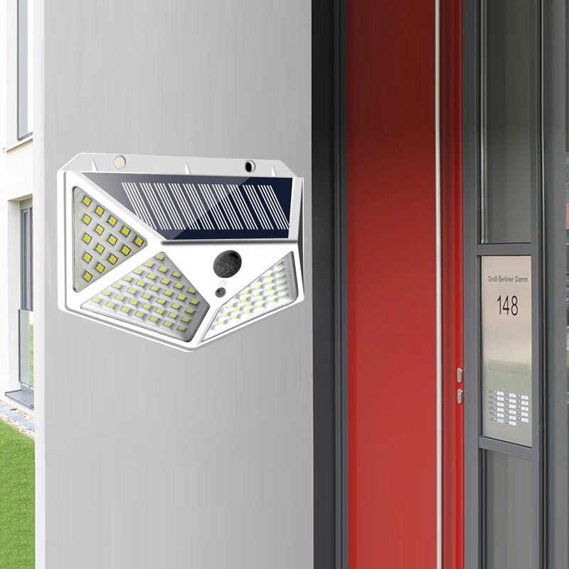 Fast Outdoor 100 LED Solar Power Four Wall Light Motion Sensor Waterproof Lamp Intelligent Light-sensing Control Light