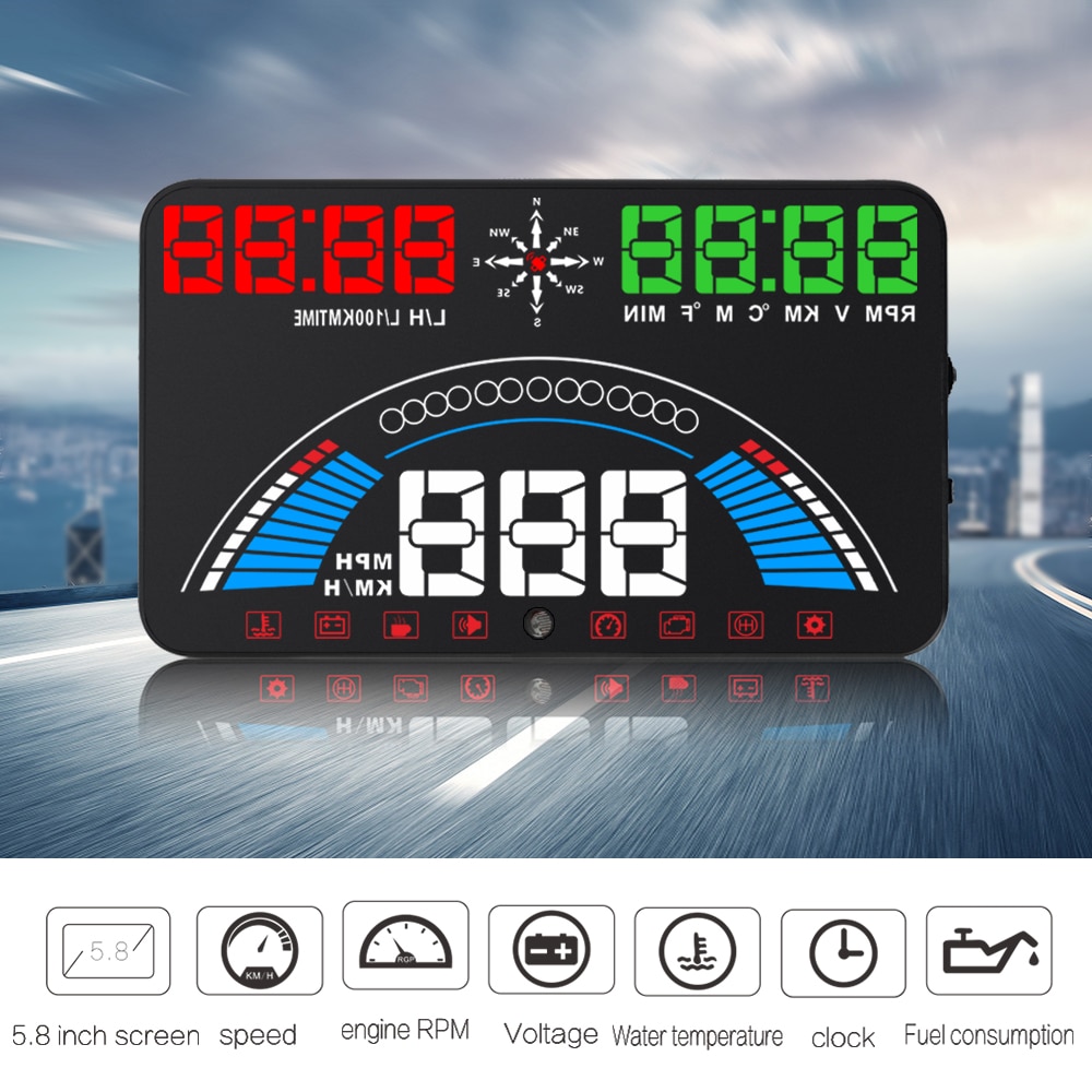 S7 Spiegel HUD GPS Tacho OBD2 Auto Kopf hoch Anzeige Fahrzeug Beschleunigung Warnung Kraftstoff Verbrauch Wasser Temperatur RPM Auto Alarm