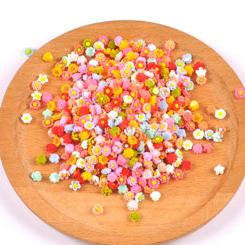 100 Stuks 6Mm Gemengde Mini Plaksteen Hars Bloem Cabochons Versieringen Scrapbooking Craft Diy Nail Decoratie Cp3149