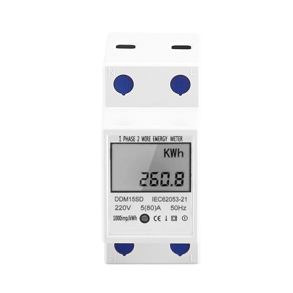 220 V 50Hz DDS-LDG Eenfase Elektrische Enery Meter Met Lcd-scherm 35Mm Din-Rail Mount met 5 + 1 Bit Brede Lcd Display