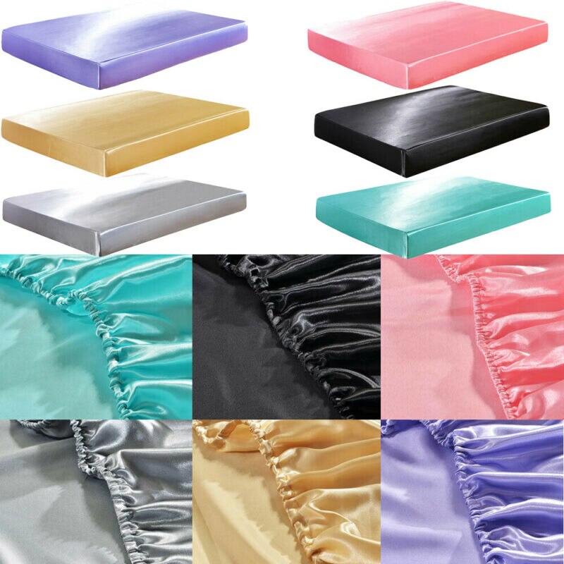 Sateng silke tilpasset laken på elastisk ensfarget madrassbeskytter laken på elastisk bånd drap house de matela queen king