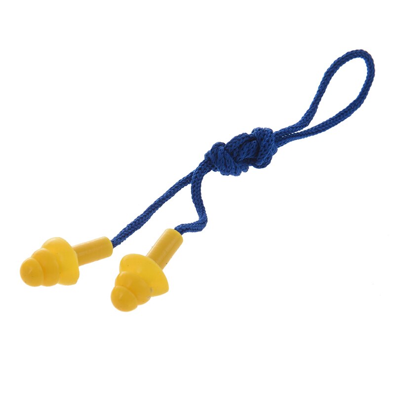 ABKT-Quiet Reusable Blue Nylon String Yellow Silicone Earplugs