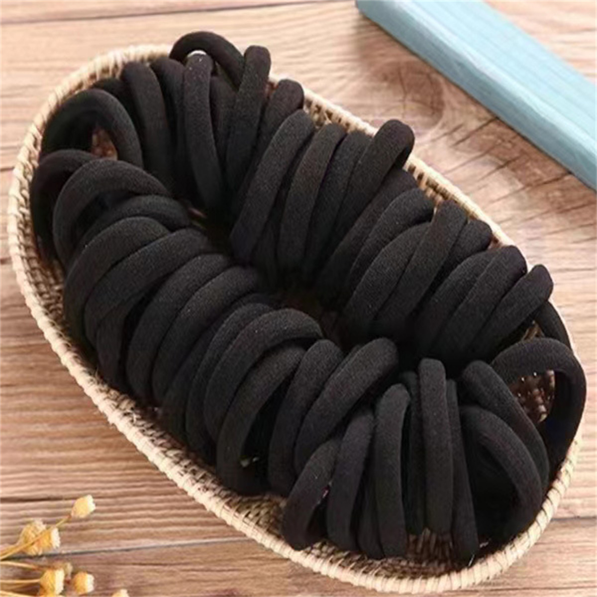 100pcs thick hair rope, high elastic hair ring, ladies hair accessories: black