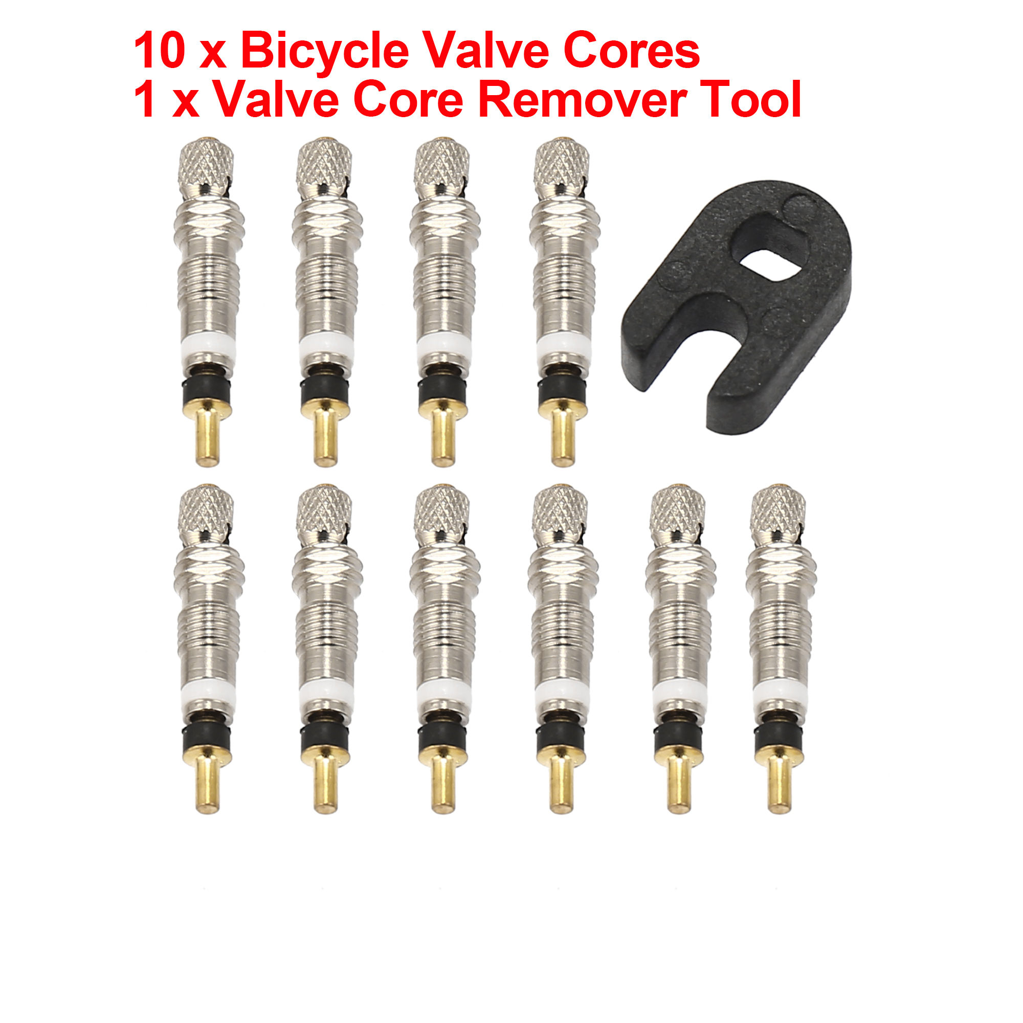 X Autohaux-Válvula de neumático de bicicleta, 10 piezas, núcleo Presta, repuesto de latón, Universal, tipo francés, con herramienta de extracción: Set B