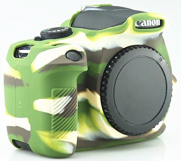 Silicone Armor Skin Case Body Cover Protector for Canon EOS 1500D 2000D Rebel T7 Kiss X90 Digital Camera: Camouflage