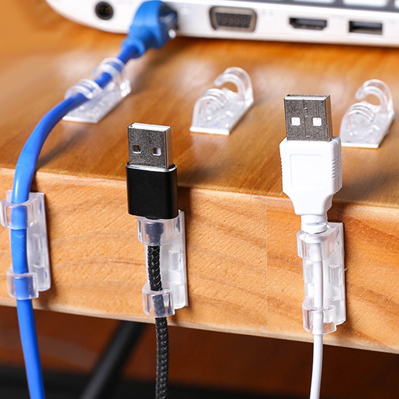 Cable Organizers Wire Fixed Desktop Solid Clip Self-Adhesive Punched Cord Manager Cable Line Product Desk Accessories Organizer