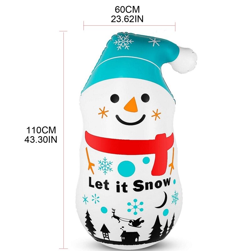 Foldable Cute Cartoon Snowman Christmas Inflatable Tumbler PVC Santa Decoration BX0D