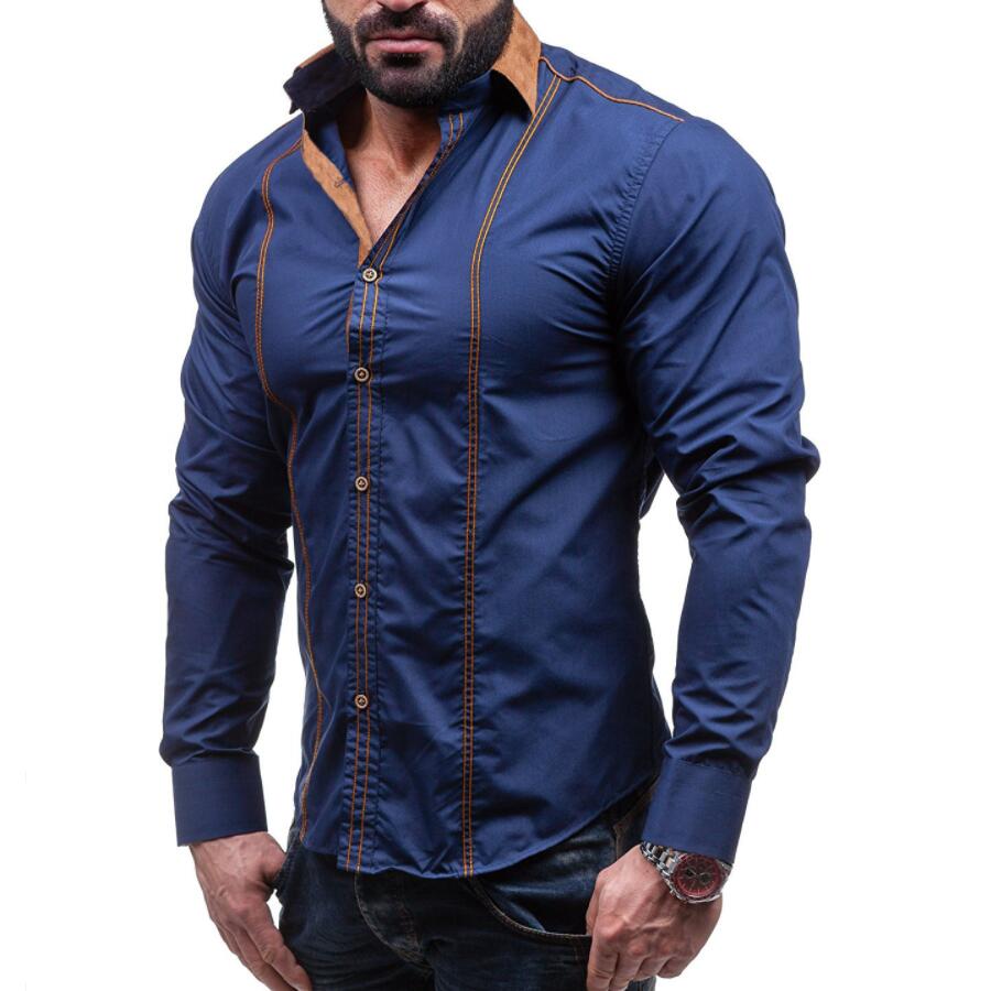 Wsgyj casual paids miesten merkki ohut kiinteä pitkähihainen valkoinen mekkopaita plus koko puuvillasta miesten vaatteet 4xl: Laivasto / Aasialainen 3xl samanlaista xxl