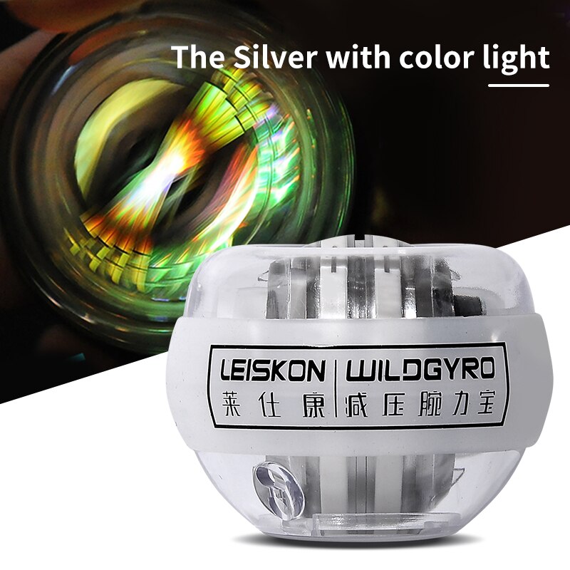 Hand strengthener Wrist Ball Super Gyroscope powerball self-starting Gyro arm force trainer Muscle Relax Gym Fitness Equipment: silver color  light