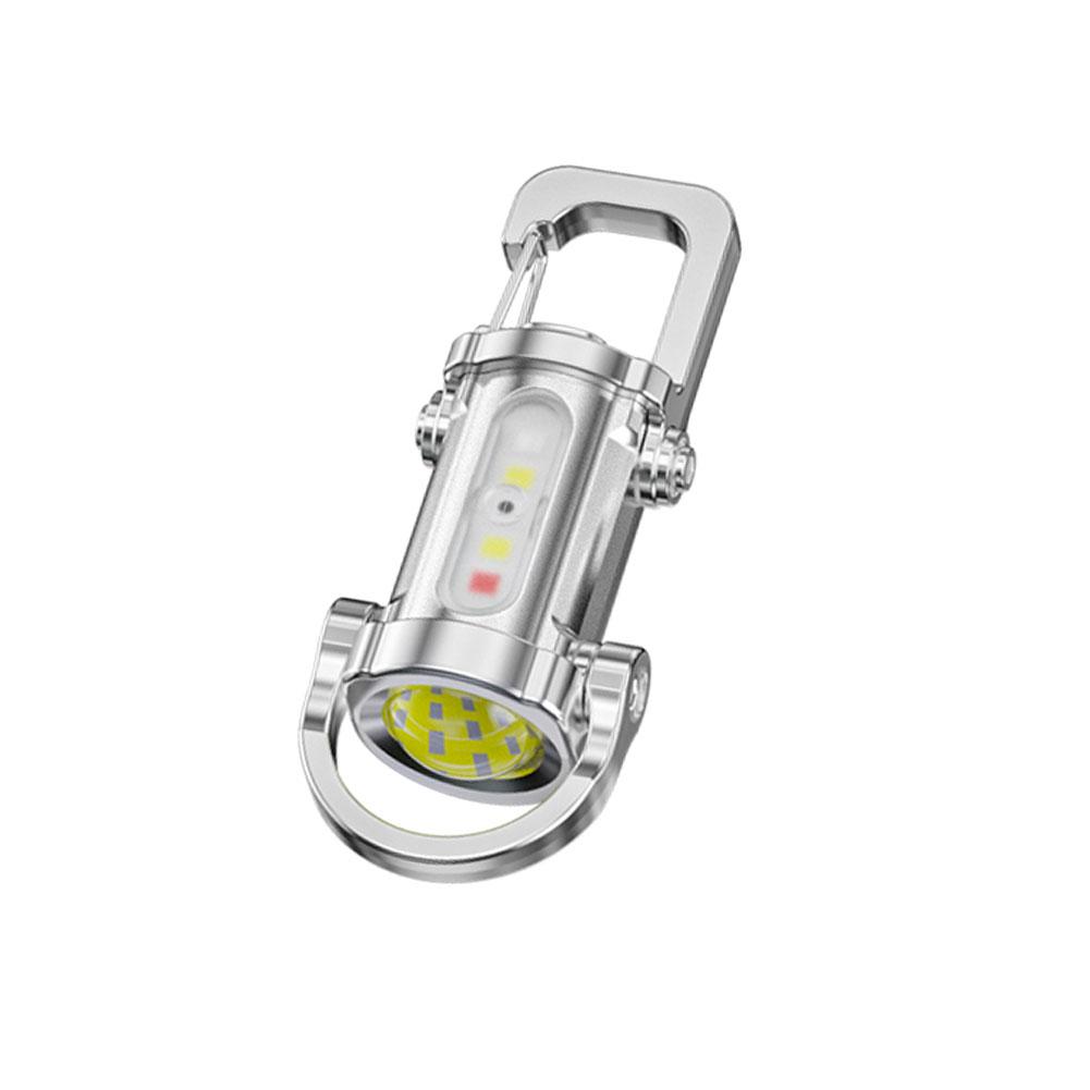 Rechargeable Keychain Flashlights 800 Lumens EDC COB Work Light 7 Modes Emergency Keychain Light for Walking Searching Hiking: Silver