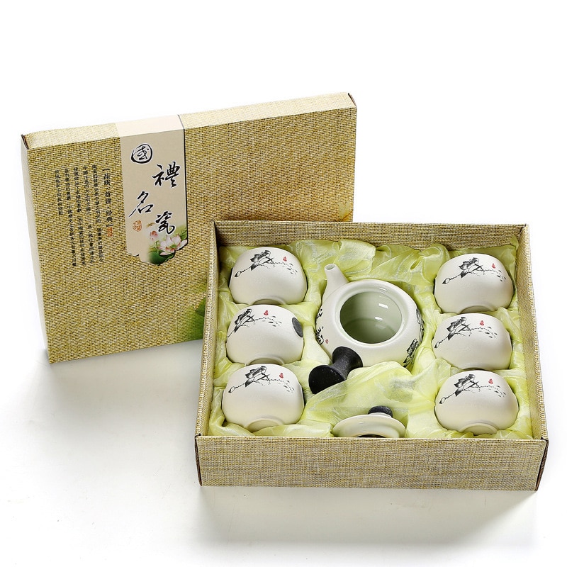 1 czajniczek 6 filiżanek zestaw herbaty, piękny i łatwy czajnik czajniczek, chińnarty podróży rodzina domowa ceramika przenośny Teaset, filiżanka kawy gaiwan