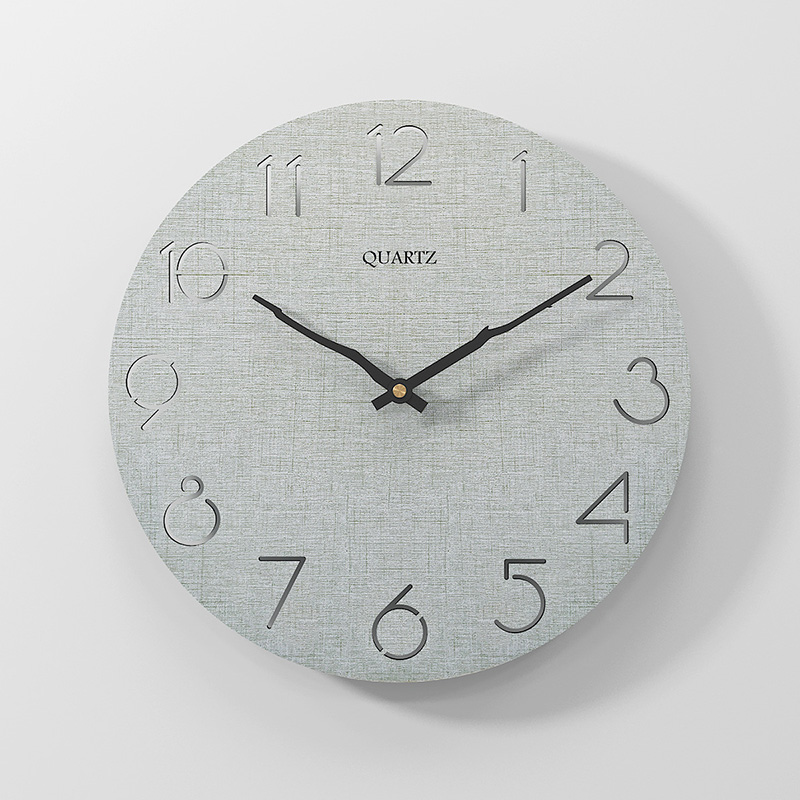 Imitation Marble Clock European Style Home Living Room Wall Clock Bedroom 30cm Metal Digital Clock: 10 Wooden