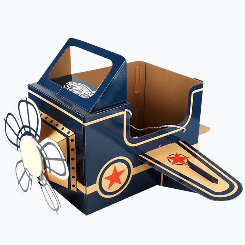 Ventilateur rotatif en carton pour enfants, coquille en papier portable, avion en carton, jouet fait à la main, boîte de maison en carton