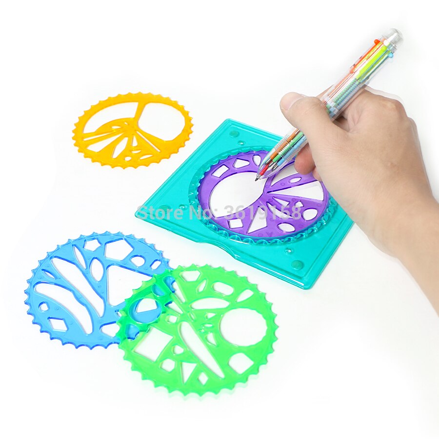 Spirograph Set 27Pcs Accessoires Coloring Game, Ontwerpen Grijpende Tandwielen & Wiel Met Kleurrijke Pen, diy Puzzel Speelgoed Voor Kind Volwassen