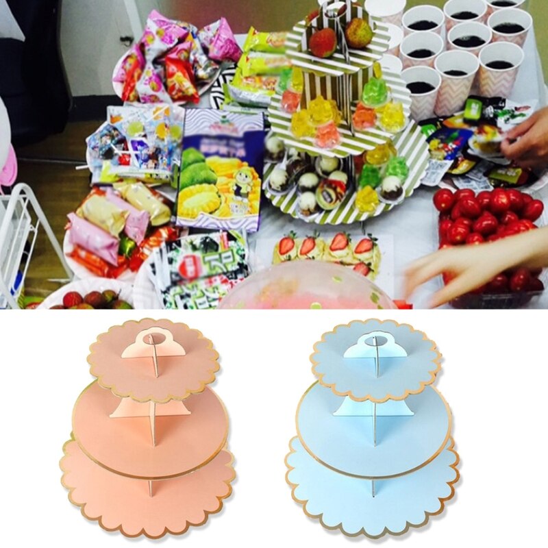 3 Tier Cupcake Display Stand Kartonnen Ronde Bloemvorm Bakken Party Deco