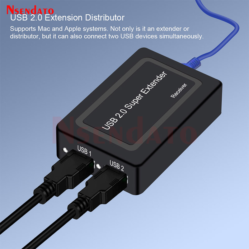2 Port USB 2.0 Extender 100M Over Cat5e/6 USB Naar RJ45 Ethernet Kabel Adapter voor Camera Muis Toetsenbord printer USB Flash Disk
