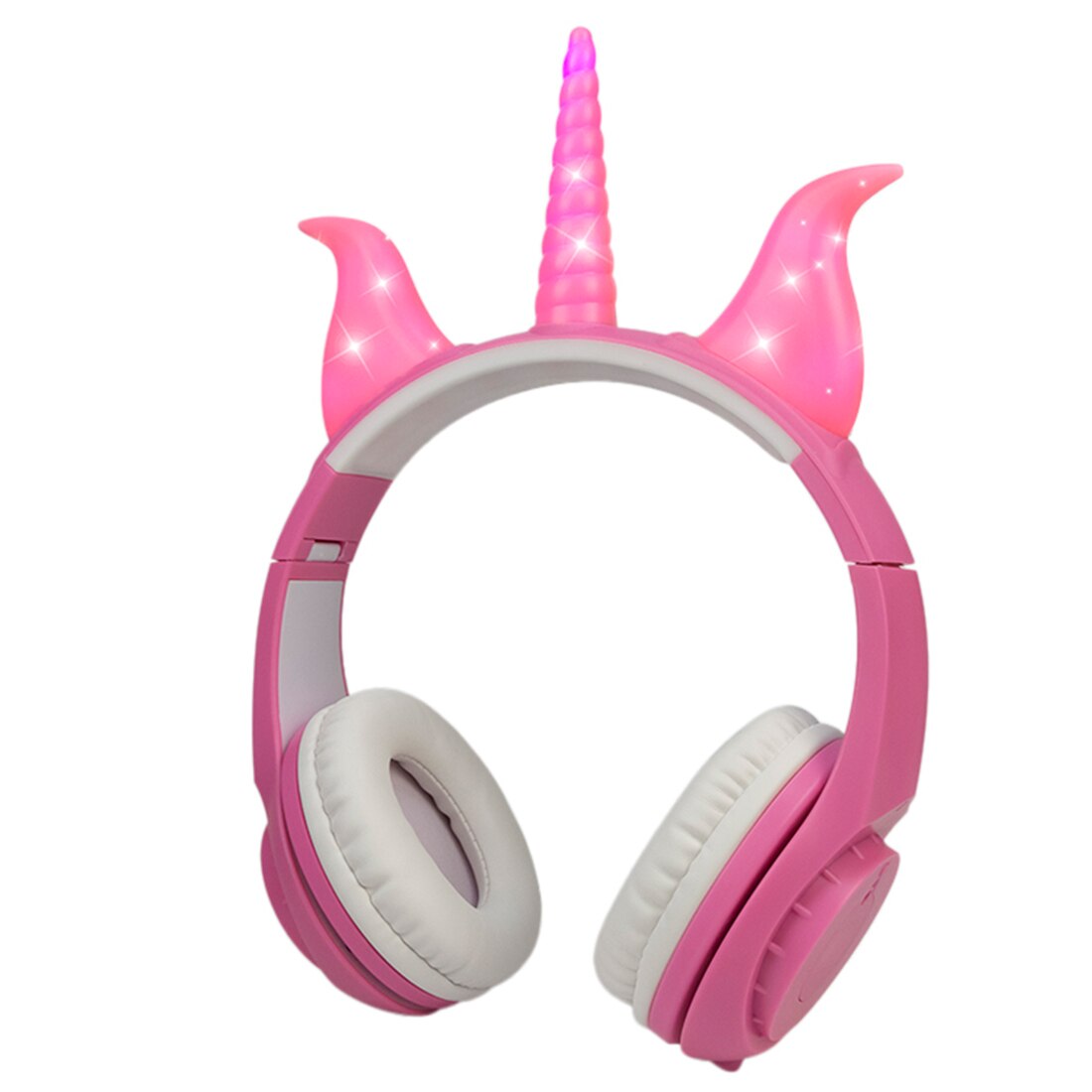 Glowing Devil Ear Headphones - LED Wireless HIFI Stereo Bass with Mic - Kids Headset: E9603-Pink
