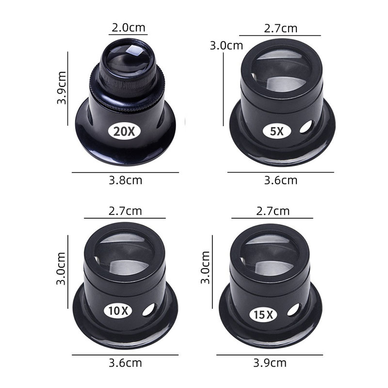4 teile/satz Monokulare Lupe Uhr Reparatur Auge Lupe Lupen 5X 10X 15X 20X Objektiv Schmuck Lupe Uhrmacher Werkzeug Kits