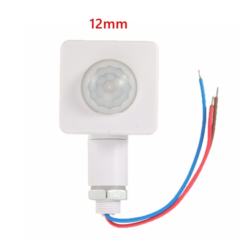 Automatic PIR Motion Sensor Detector LED Flood Light Waterproof Outdoor IP65 Motion Sensor Adjustable PIR Switch AC85-265V: 12MM White