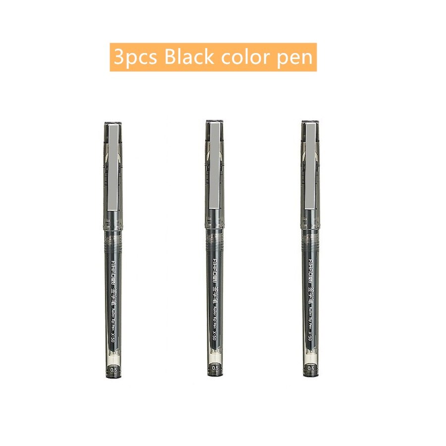 3pcs Transparent Roller Ball Tip Pen 0.5mm Ballpoint Pens for Writing Signature Stationery Office Tools School Supplies A6657: 3pcs Black