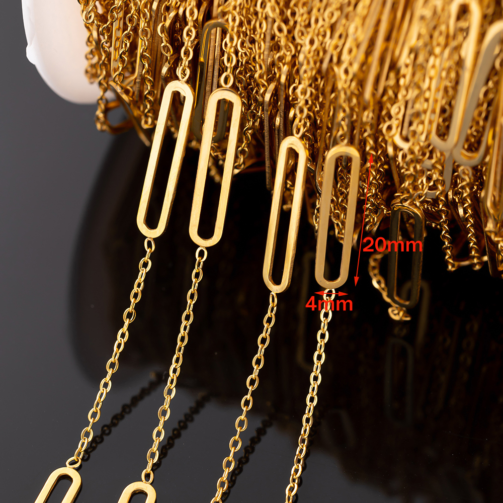 Cadenas de eslabones Shpae ovaladas huecas de acero inoxidable, 1 metro, DIY, collar, pulsera, suministros de joyería, materiales, accesorios de piezas decorativas: Verde