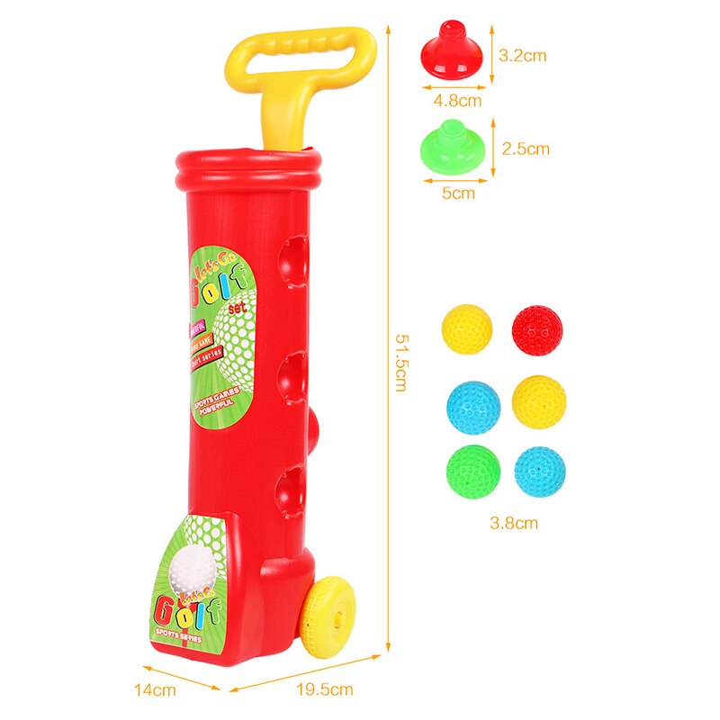 Childrens Plastic Golf Caddy Set Kids Outdoor Tuin Zomer Plezier Spel Speelgoed