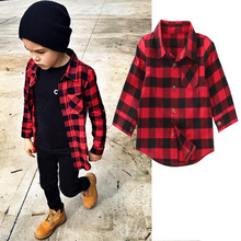 Bonito do bebê dos miúdos meninos meninas camisa de manga longa tranças verificações tops blusa 2017 nova moda roupas